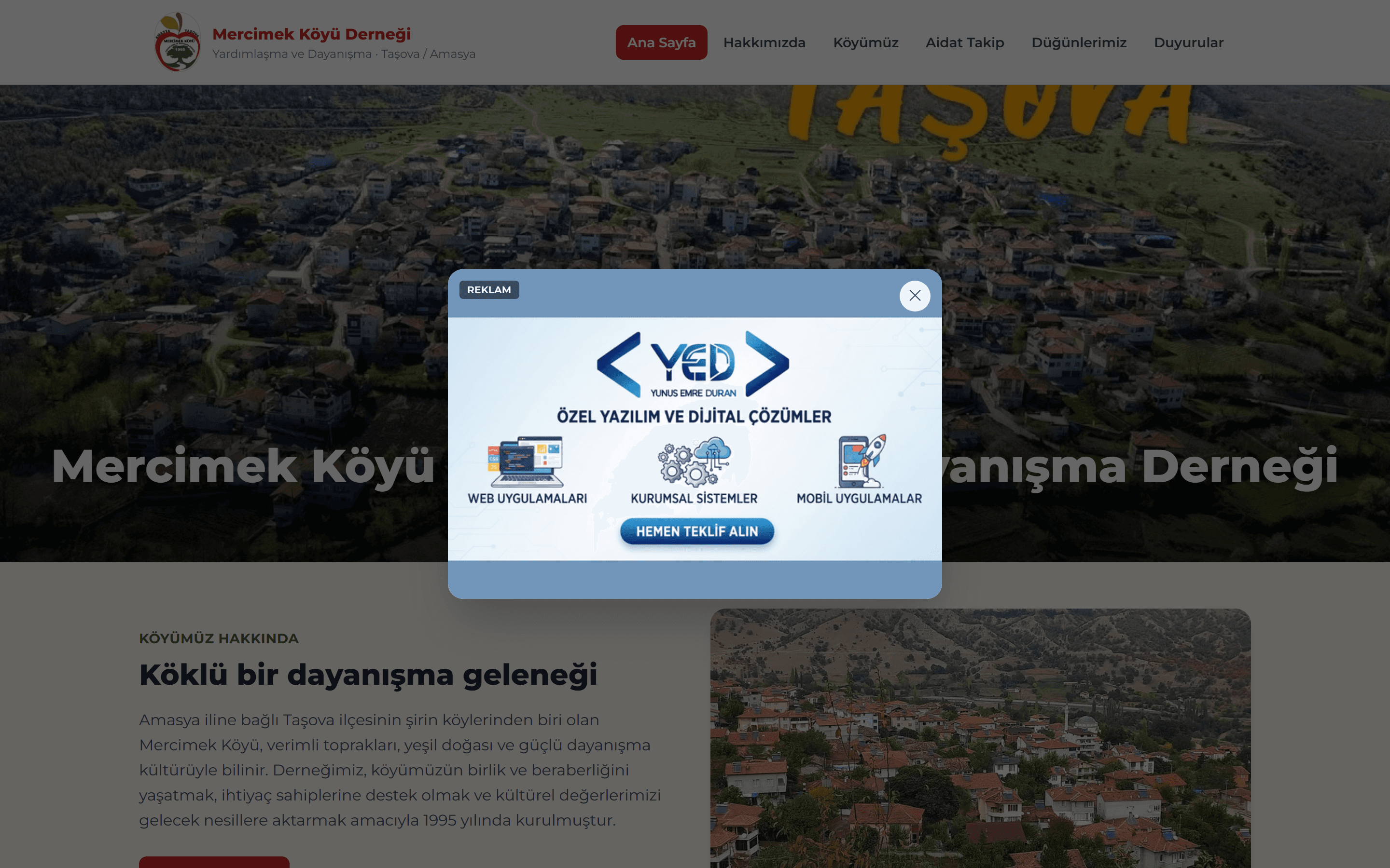Mercimek Village Association — desktop view