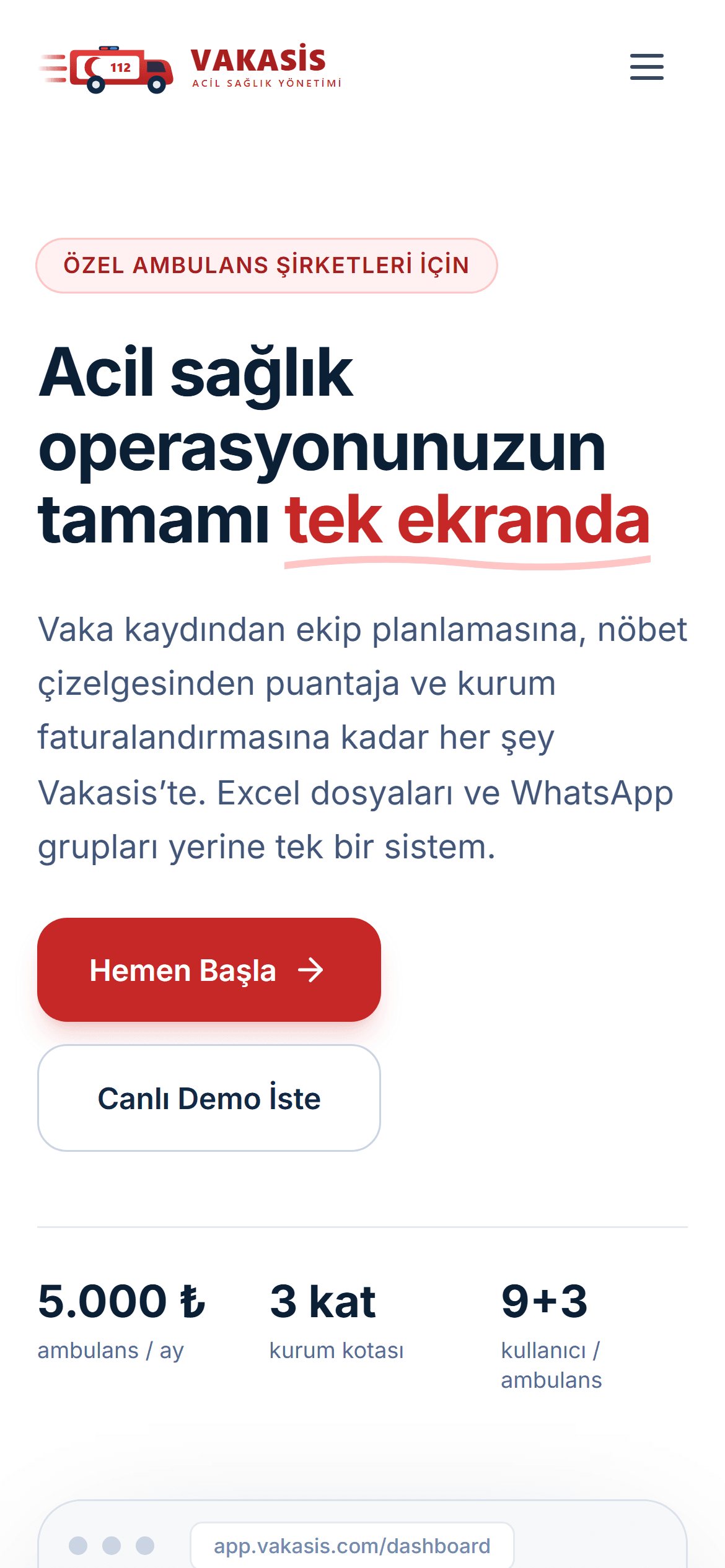 Vakasis — Emergency Medical Management — mobile view