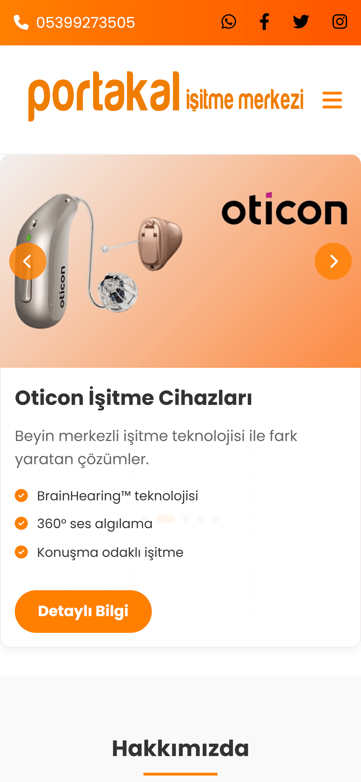 Portakal İşitme Merkezi — mobil görünüm