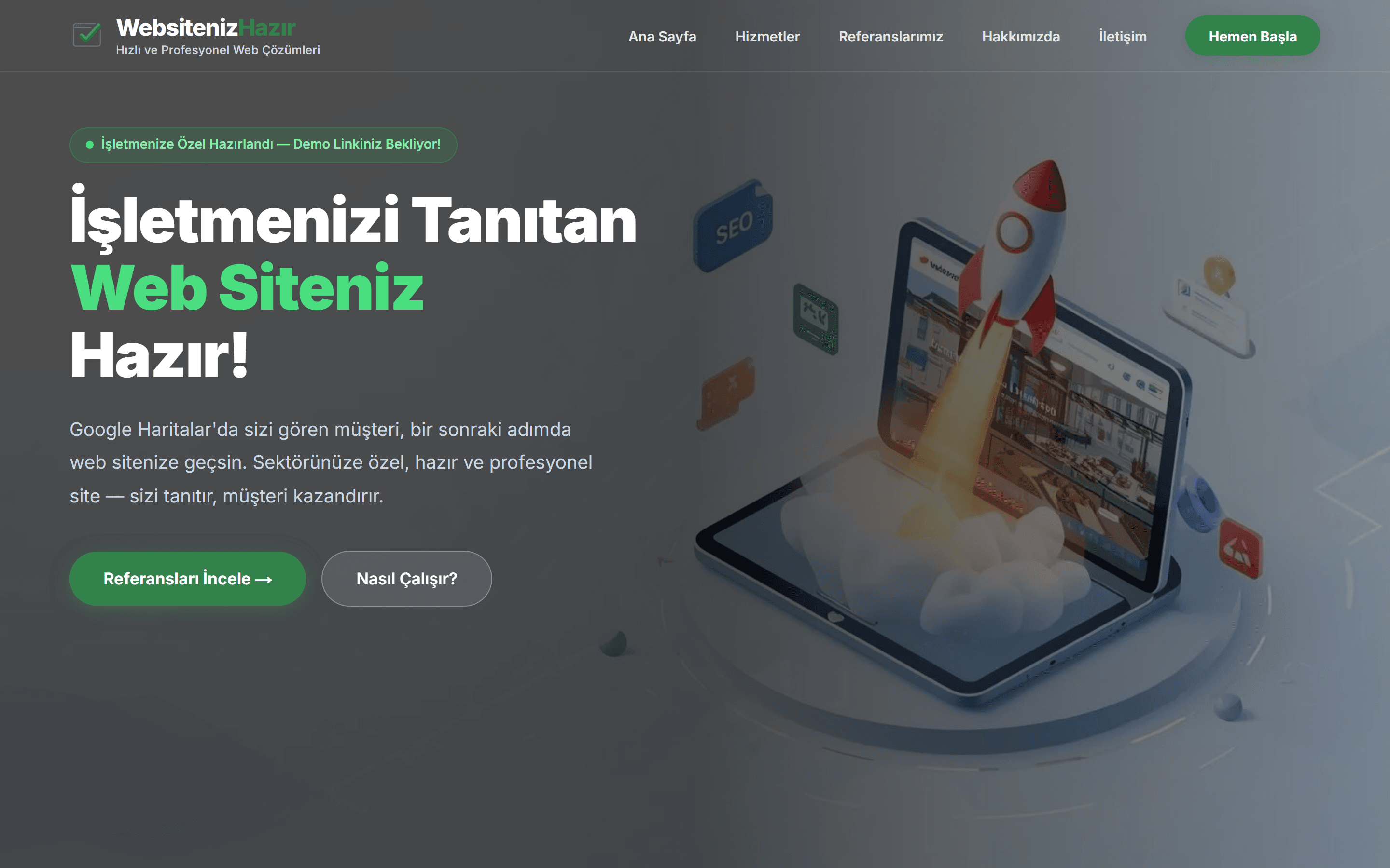 Websiteniz Hazır — desktop view