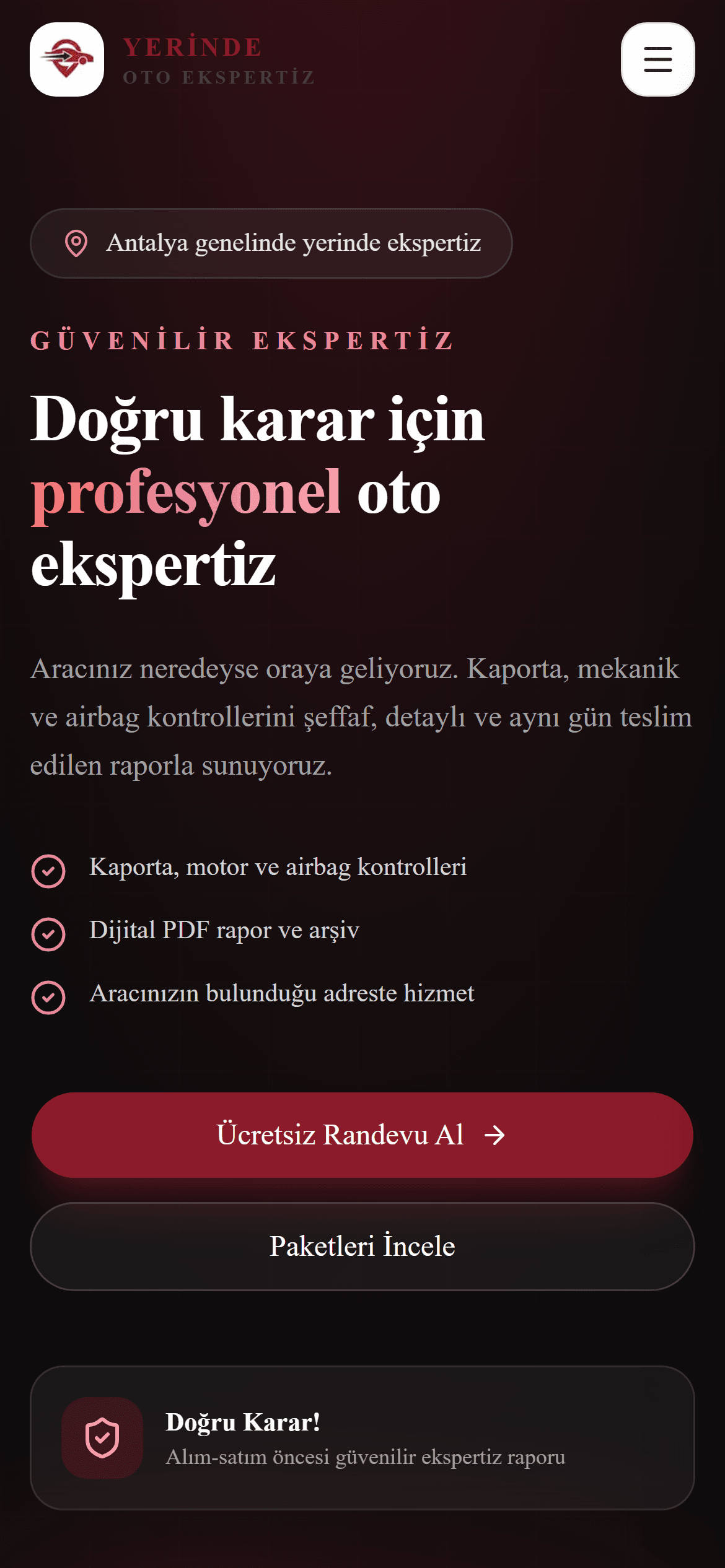 CHN Yerinde Oto Ekspertiz — mobil görünüm